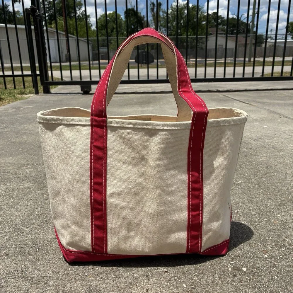 Vtg Medium Size Boat And Tote L L Bean Stiff Canvas Made In USA 11”x 12”x 5.5”